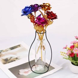 Decorative Flowers 1pc 24K Plated Gold Rose Flower Artificial Foil Galaxy Box Birthday Valentine's Day Year Creative Gift Roses