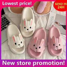 Slippers Women Summer Eva Soft Sole Cute Rabbit Slippers Beach Thick Platform Sandals Couples Non-Slip Indoor Slippers Home Flip Flops Z0317