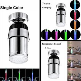 Bathroom Sink Faucets 360° Rotating Automatic Basin Faucet 7-Color/ Temperature Sensor Control RGB LED Water Swivel Spout