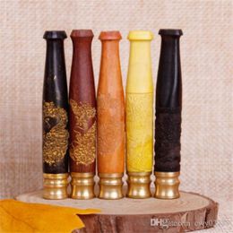 Smoking Pipe Removable Cleaning Solid Wood Pull-rod Smoke Nozzle Small Size Carved Longping