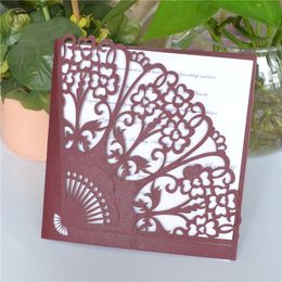 Greeting Cards Wedding Card Design Fan Shaped Laser Cut Quinceanera Invitations 230317