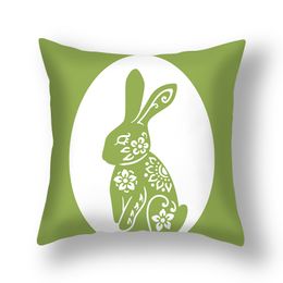 Designer pillow case Rabbit printed cushion cover without cushion core,for living room ZY230060312PPY-GREEN