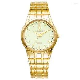 Wristwatches LIEBIG Fashion Golden Luminous Dispaly Quartz Watches Mens Luxury Full Steel Strap Waterproof Wristwatch Man Clock Reloj Hombre