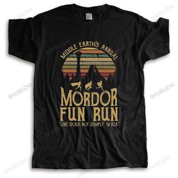 Mens TShirts men summer brand tshirt cotton t shirt Middle Earths Annual Mordor Fun Run Funny print Mens streetwear Teeshirt 230317