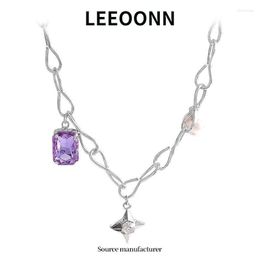 Choker Chokers 2023 Amethyst Star Pearl Necklaces For Women Niche Design Sense Temperament Wild Clavicle Chain Sweater Bloo22