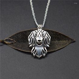 Pendant Necklaces Elfin Trendy Long Haired Dachshund Gold Color Silver Animal Dog Jewellery Women Men