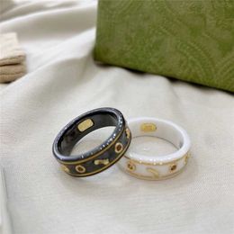 2023 Designer New jewelry black and white ceramic little bee female ins fashion couple pair simple ring