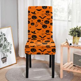 Chair Covers Halloween Dining Bat Pumpkin Print Slipcover For Kitchen Stools Stretch Chairs Protector Home Party Decor