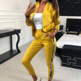 Women's Two Piece Pants 1 Set Women Tracksuit Wear Resistant Jogging Suit Fine Stitching Sport Stylish Sequins Patchwork Sweatshirt For