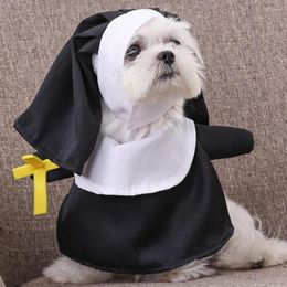 Dog Apparel Pet Costume Set Thick Elastic Adjustment 3D Modelling Nun Style Cosplay Halloween Transform Clothes Supplies