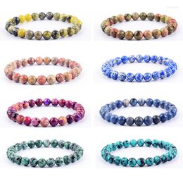 Charm Bracelets 2023 Trendy Fashion Natural Stone Beaded Man Bracelet For Women Malachite Blue Pattern Purple Emperor Yoga Meditation Gift