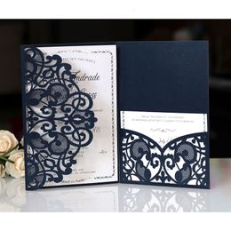 Greeting Cards 50pcs Wedding Invitations Card Envelopes Customize With RSVP Birthday Mariage Baptism Bar Mitzvah Party Invitation Card Supplies 230317