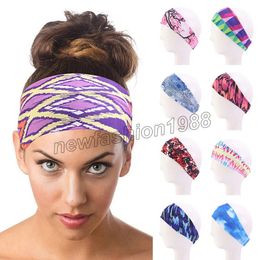 Vintage Womens Elastic Hair Bands Print Color Headband Turban Makeup Hair Hoop Yoga Headwrap Fashion Hair Accessories Wholesale