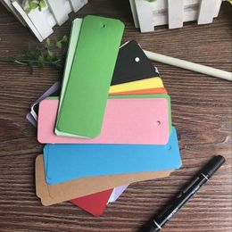 Greeting Cards 80pcs- 4.6*14.3cm Blank Bookmark card with hang hole Color DIY Message Card Greeting Cards Wedding party decorations 230317