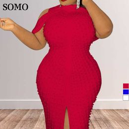 Plus Size Dresses Summer Women's Sexy Fashion Large Bubble Bead Solid Colour Dress Party Club Evening Wholesale Dropshipping 230307