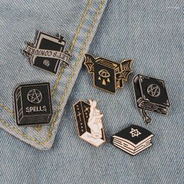 Brooches Wholesale Black Book Enamel Pin Witchcraft Bat Badge Brooch Lapel Pins Jean Shirt Bag Gothic Punk Jewelry Gift For Friends