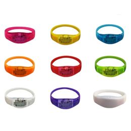 Other Bracelets Factory Customized Wholesale Charm Jewelry Activated Sound Control Led Flashing Bracelet Light Up Bangle Wristband C Otkc3