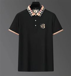 2023 Li Xia polo shirt plaid collar T-shirt embroidered business men's mercerized cotton men's short sleeve t-shirt women's top