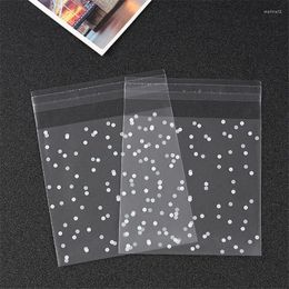 Gift Wrap 100pcs/lot Cookie Bags Jewellery Translucent Dots Plastic Cupcake Wrapper Self Adhesive Birthday Party Wedding