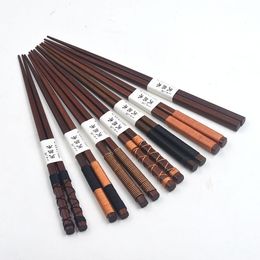 Anti-slip Wooden Chopsticks Japanese-style Natural Handmade Round Chinese Tableware 6 Styles String Wrap Chopsticks with String Wood