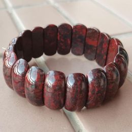 Strand Fashion Jewelry 11x24mm Flame Jaspe Art Women Men Beads Elastic Bracelet 7.5" FG9193