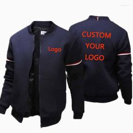 Men's Jackets Custom Logo Tops Long Sleeve Slim Fit Casual Sport Zip Outdoor Coat Men Jacket Baseball Uniform Solid Colour