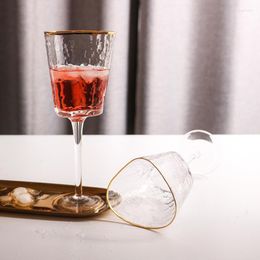 Dinnerware Sets Tea Cup Glass Whiskey Mug Coffee Canecas Gold Edge Crystal Creative Hammer Pattern Tool Drinking Wine 1pcs