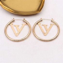 2023 Designer New V family 2021 new fashion simple letter hollow Earrings personality design large earrings Jewellery