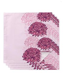 Table Napkin Pink Chrysanthemum Flower Texture 4/6/8pcs Cloth Decor Dinner Towel For Kitchen Plates Mat Wedding Party Decoration