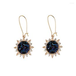 Dangle Earrings S925 Silver Needle Flash Drill Colourful Sun Flower Wild Niche Korean Style Of INS Trend Female