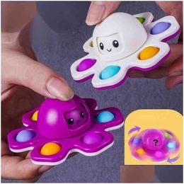 Decompression Toy Fidget Toys Flip Face Changing Push Bubble Silicone Key Chain Fingertip Gyro Creative Game Sensory Anxiety Stress Dhshi