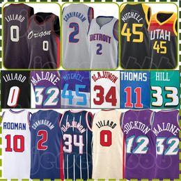 Donovan Mitchell Basketball Jerseys Collin Sexton Retro Olajuwon Mitchell Evan Mobley 4 34 2 45 Black Karl Malone John Stockton White 2023-2024 City 12 32 Shirt Mens