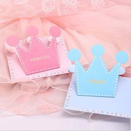 Greeting Cards 20pcs Little Prince or Princess crown shape folded greeting card Baby Shower thank card birthday holiday cards Invitation Cards 230317