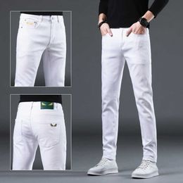 Brand Fashion Spring Autumn Black White Elastic Slim Fit Small Leg Jeans Men's Versatile Casual Pants