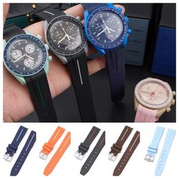 Moon watch bands curved end rubber watch strap high quality new 20mm constellation men women waterproof sports watch band for men tools