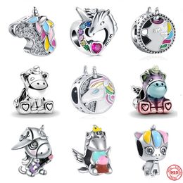 925 silver Fit Pandora Original charms DIY Pendant women Bracelets beads Charms Fine Lucky Unicorn Beads