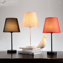 Table Lamps Modern Simple Wooden Lamp Fabric Lampshde For Living Room Bedside Bedroom Decoration Wedding Creative Home Lighting