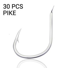 Fishing Hooks 30PCS Pike Jigging Hooks Saltwater Size No.1-2 and 1/0-6/0 Slow Pitch Fishhook Ocean Boat Fishing Accessories Barbed Jig Hook P230317