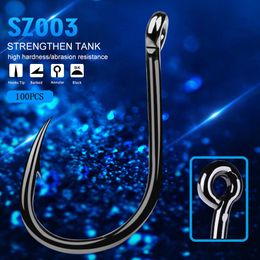 Fishing Hooks 100pcs/lot 3#-15# High Carbon Steel Fishing Hook Single Hook With Eye Carp Catfish Anzol Peche Japan Fishing Tackle Jig Fishhook P230317