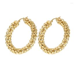 Hoop Earrings UAGE 30-50mm Diameter 7mm Thick Gold/silver Color Popcorn Hollow Lightweight Stainless Steel Earring Smooth Gift