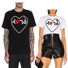 Womens TShirt PLAY Men Women Tshirt Summer Heart Letter Printing Embroidered Cotton Oneck Shortsleeved Loose Breathable Couple Tshirt 230317