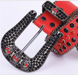 Rhinestone luxury belts mens womens leather belt full shiny bling white silver black Colour skull ceinture hiphop designer belt fashionable accessories YD024 Q2