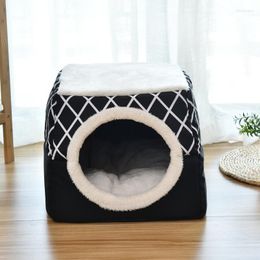 Cat Beds Winter Warm Enclosed House Pets Bed With Toy Washable Kitten Nest Kennel Small Dog Pet Supplies