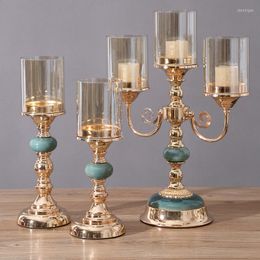 Candle Holders Nordic Glass Holder Christmas Centre Peices Living Room Luxury Tall Gold Ceramic Portavelas Decor WSW35XP