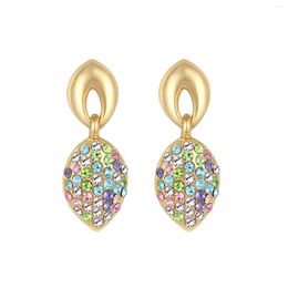 Stud Earrings ER-00322 Korean Fashion Rhinestone Earings Birthday Gift Gold Plated Leaf For Women Items With