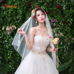 Bridal Veils 1 Meters Short Wedding For Lace Edge One Side 2023 Ly Girls Dress Accessory Veu De Noiva Curto V91