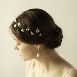 Headpieces O853-2 Vintage Party Pearl Gold Earring Hook Charm Fashion Bridal Wedding Jewelry With Alloy Leaves