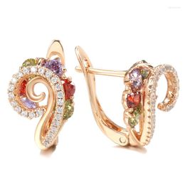 Hoop Earrings Grier 2023 Fashion Colourful Natural Zircon Rose Gold Ear Cuff Earring Stone For Girls Party Wedding Jewellery