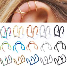 Backs Earrings Pnamarci 2PCS Stainless Steel Fake Ear Piercing Earring Set Clip On Tragus Clips Earings No