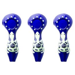 CSYC Y058 Luminous Glass Pipes About 9.5cm Length Glowing Turtle Style Tobacco Dry Herb Spoon Smoking Pipe Smooth Airflow